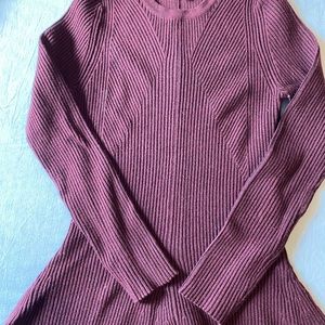 XS maroon ribbed for and flare dress